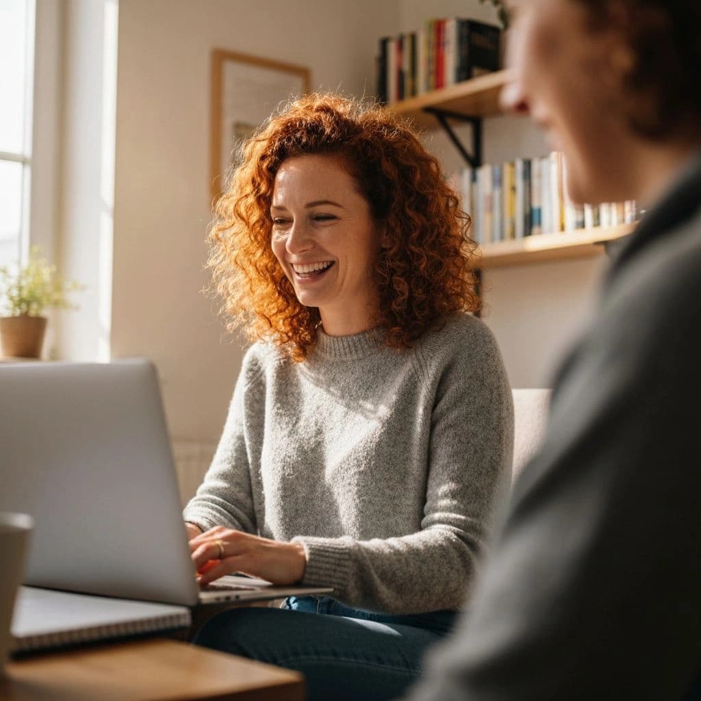 Woman working on laptop